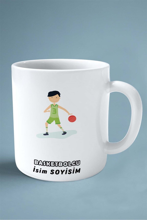 Art hedi̇ye basketbolcu basketbol basket Baskılı Kupa Bardak Çift Taraflı baskı kişiye özel model 6