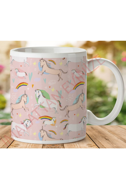 Art hedi̇ye Unicorn Atlar Iki Tarafı Baskılı Kupa Bardak