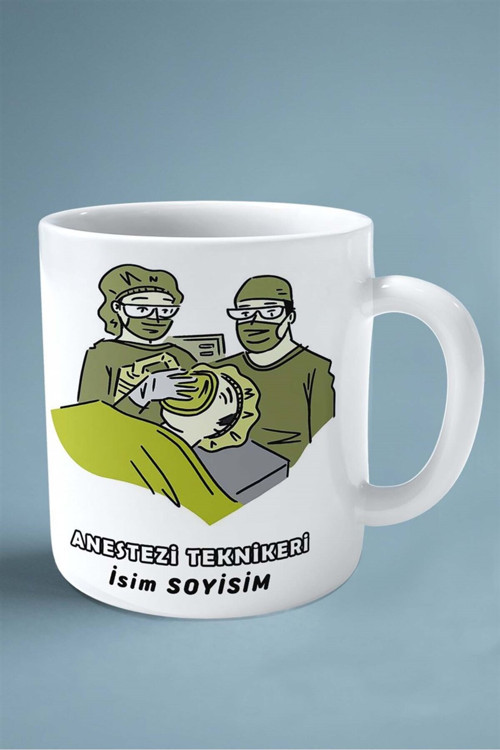 Art hedi̇ye anestezi teknikeri Baskılı Kupa Bardak Çift Taraflı baskı kişiye özel model 4