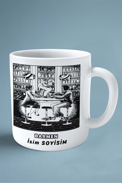 Art hedi̇ye barmen Baskılı Kupa Bardak Çift Taraflı baskı kişiye özel model 11
