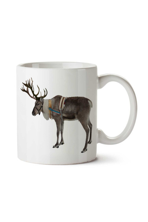 Art hedi̇ye Reindeer-Free-PNG-Image iki Tarafı Baskılı Kupa Bardak
