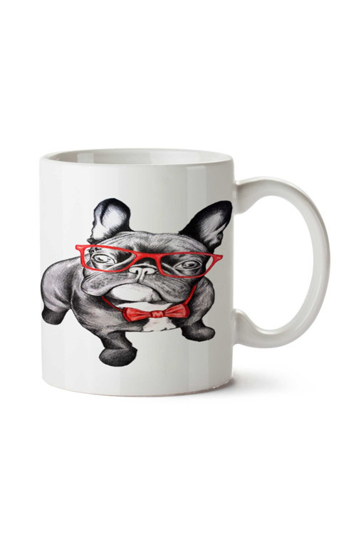Art hedi̇ye Bulldog French Puppy The Dog iki Tarafı Baskılı Kupa Bardak