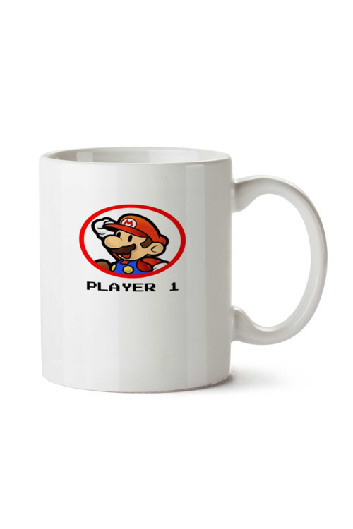 Art hedi̇ye Mario Player 1 iki Tarafı Baskılı Kupa Bardak
