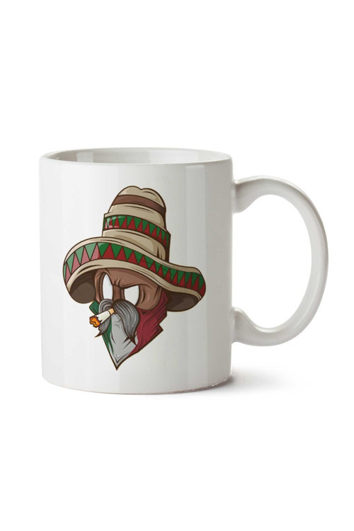 Art hedi̇ye Mexican El Charro Smoking a Cigarette iki Tarafı Baskılı Kupa Bardak