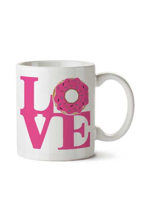 Art hedi̇ye Pink Love Donuts iki Tarafı Baskılı Kupa Bardak