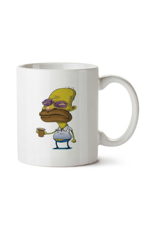 Art hedi̇ye Yaşlı Homer Simpsons iki Tarafı Baskılı Kupa Bardak