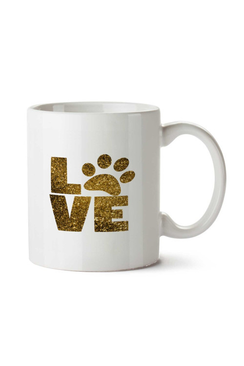 Art hedi̇ye Love Dog Pati iki Tarafı Baskılı Kupa Bardak