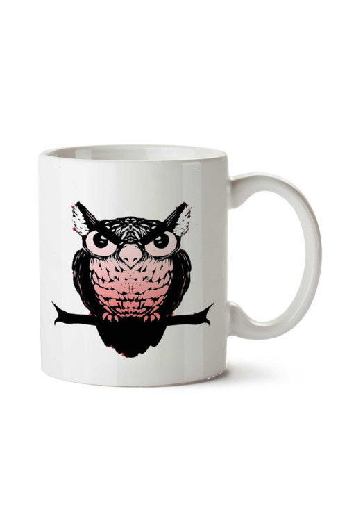 Art hedi̇ye Pink Owl by iki Tarafı Baskılı Kupa Bardak
