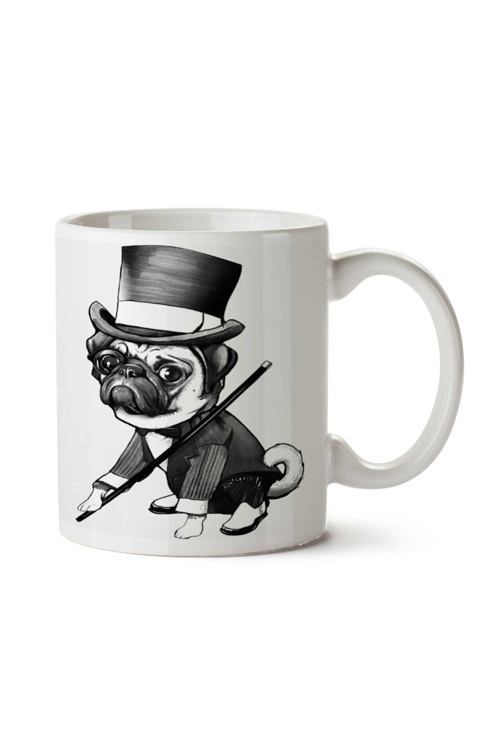 Art hedi̇ye Pug Fred Astaire iki Tarafı Baskılı Kupa Bardak