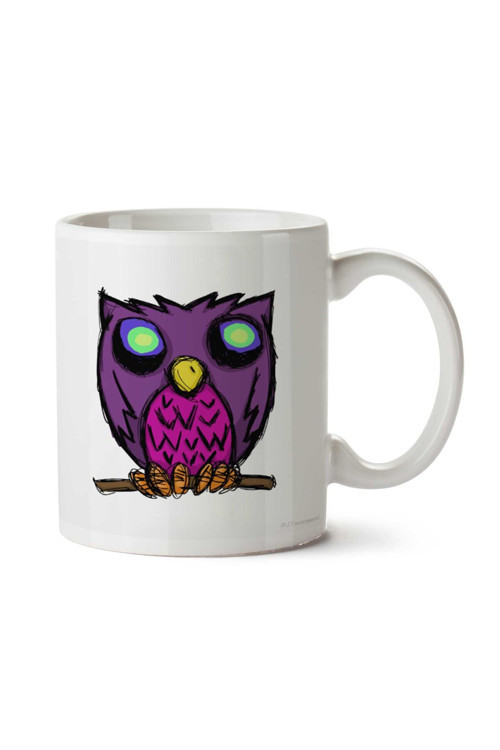 Art hedi̇ye Scribble Owl Baykuş iki Tarafı Baskılı Kupa Bardak