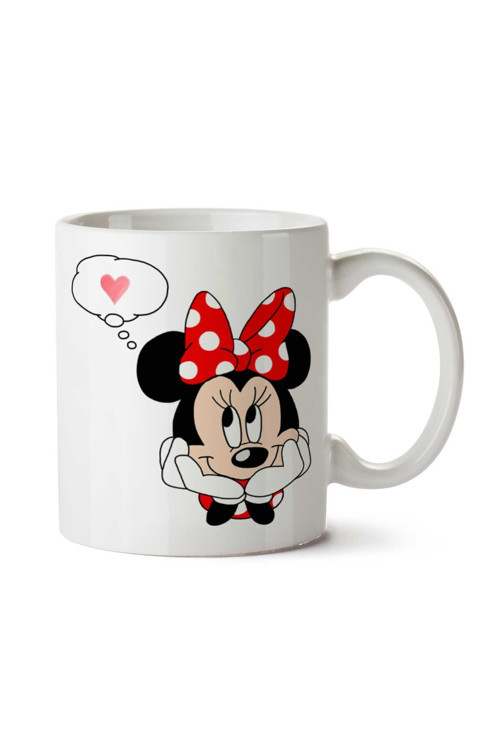 Art hedi̇ye Minnie Mouse Kalp iki Tarafı Baskılı Kupa Bardak