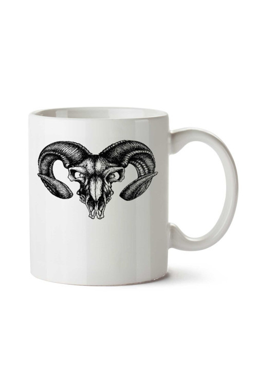 Art hedi̇ye Keçi Kafa Tası Goat Skull İki Tarafı Baskılı Kupa Bardak