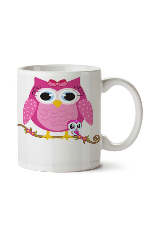 Art hedi̇ye Pretty Pink Owl iki Tarafı Baskılı Kupa Bardak