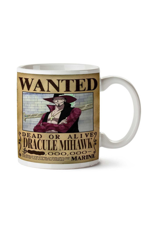 Art hedi̇ye Wanted Dracule Mihawk a Amine Aranıyor iki Tarafı Baskılı Kupa Bardak