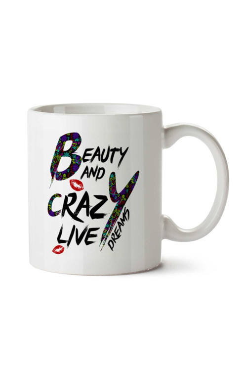 Art hedi̇ye Beauty And Crazy Live Dreams LOVE iki Tarafı Baskılı Kupa Bardak