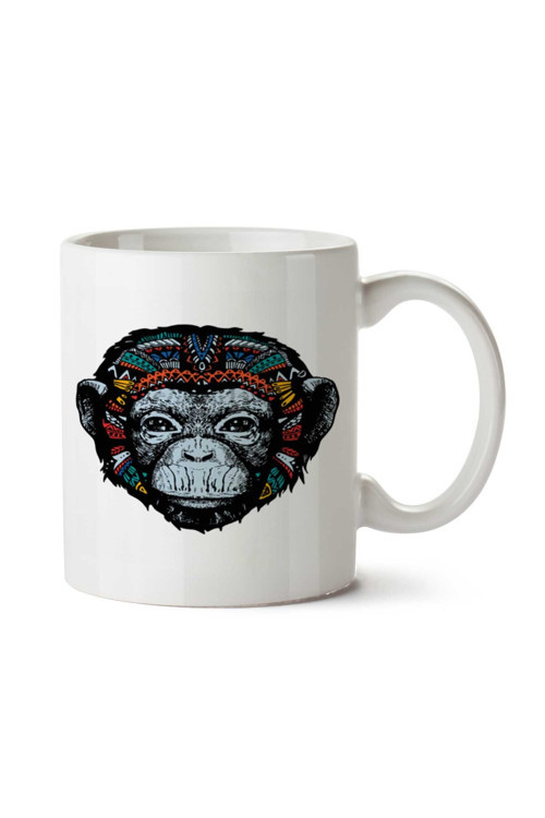Art hedi̇ye ethinic monkey Etnik Maymun İki Tarafı Baskılı Kupa Bardak
