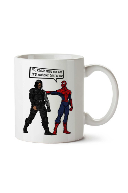 Art hedi̇ye Metal Arm Dude Spiderman Winter Soldier Bucky iki Tarafı Baskılı Kupa Bardak
