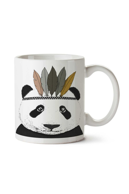 Art hedi̇ye Kızılderili Panda İki Tarafı Baskılı Kupa Bardak
