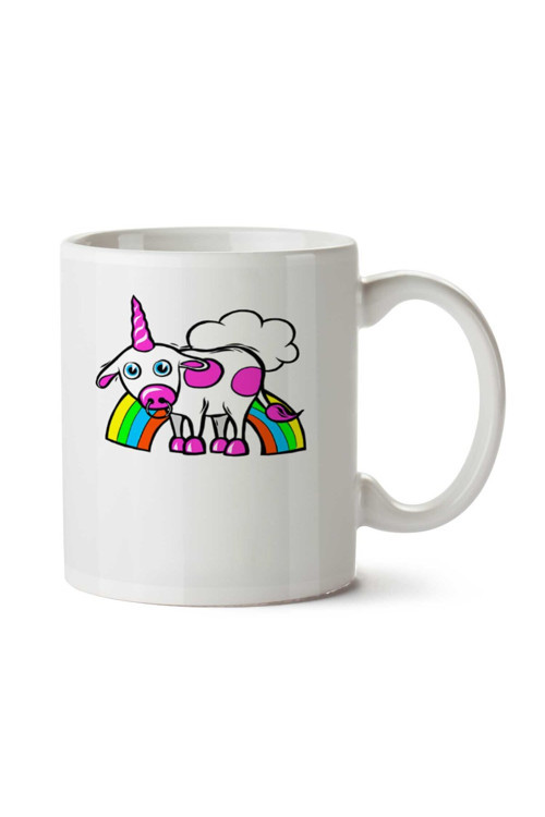 Art hedi̇ye İnek Unicorn iki Tarafı Baskılı Kupa Bardak