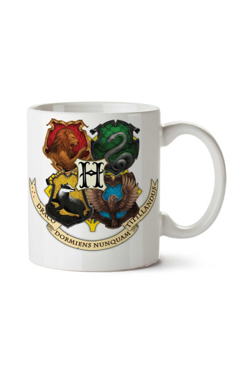 Art hedi̇ye HP Hogwarts Logo Gryffindor Slytherin Ravenclaw Hufflepuff iki Tarafı Baskılı Kupa Bardak