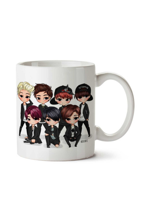Art hedi̇ye BTS Karakterler Anime.png iki Tarafı Baskılı Kupa Bardak