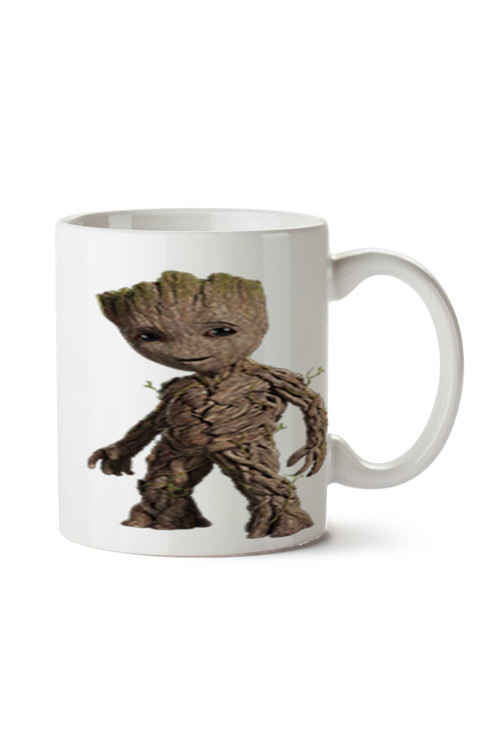Art hedi̇ye Baby Groot Rocket Raccoon Marvel.png iki Tarafı Baskılı Kupa Bardak