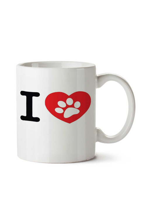 Art hedi̇ye I LOVE DOG Köpek Pati iki Tarafı Baskılı Kupa Bardak