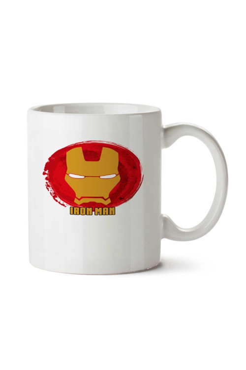Art hedi̇ye Iron Man Face Background Color Red Tony iki Tarafı Baskılı Kupa Bardak
