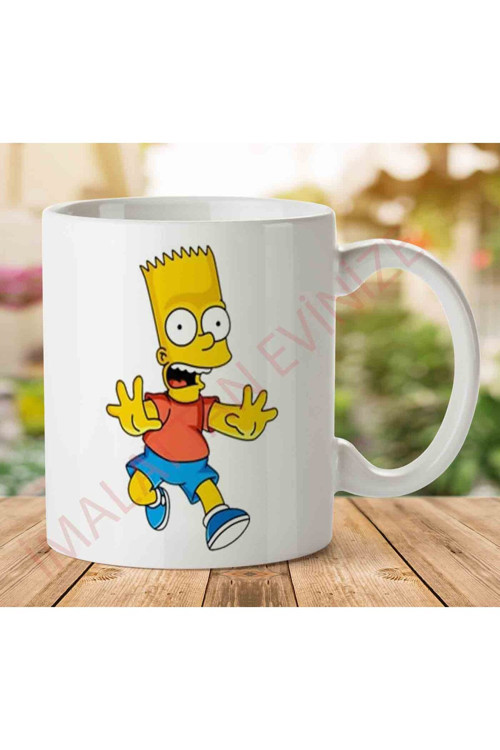 Art hedi̇ye Bart-Simpson-Free-Download-PNG İki Tarafı Baskılı Kupa Bardak