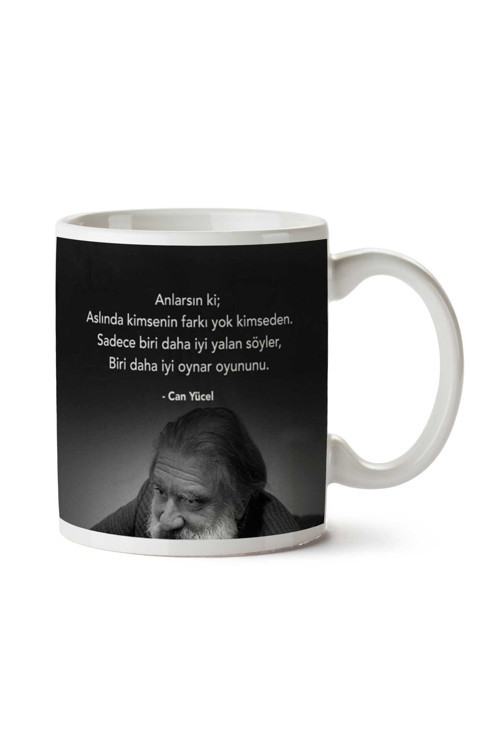 Art hedi̇ye Can Yücel Anlarsın Ki İki Tarafı Baskılı Kupa Bardak