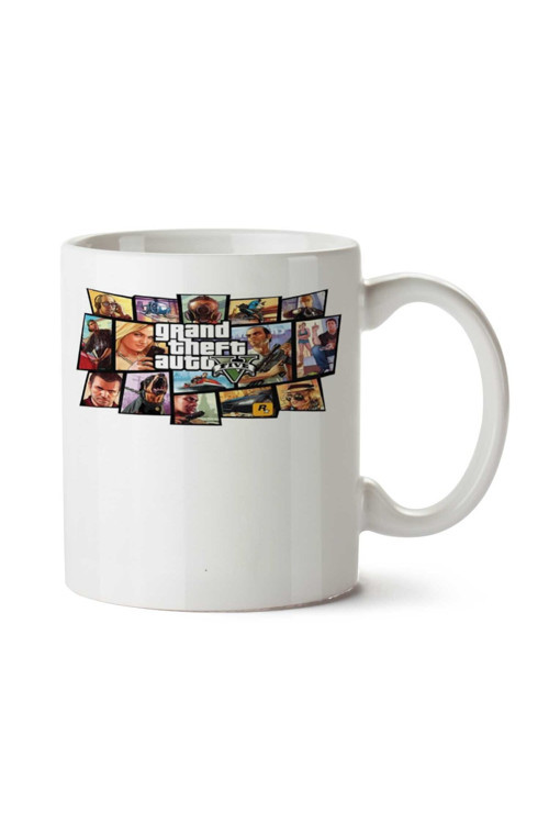 Art hedi̇ye GTA_V Karakterler İki Tarafı Baskılı Kupa Bardak
