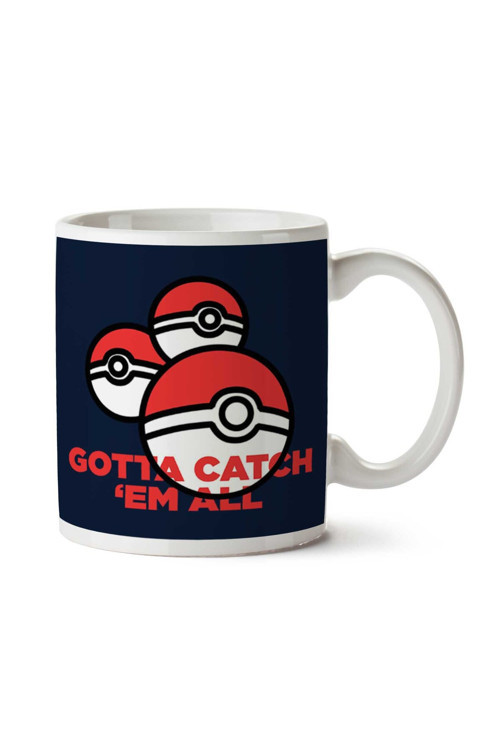 Art hedi̇ye Pokemon Poke Balls Gotta Catch Em All İki Tarafı Baskılı Kupa Bardak