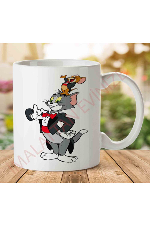 Art hedi̇ye Tom And Jerry İki Tarafı Baskılı Kupa Bardak
