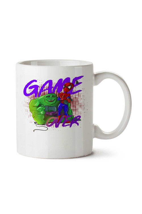 Art hedi̇ye Game Over Örümcek Adam ve Hulk iki Tarafı Baskılı Kupa Bardak