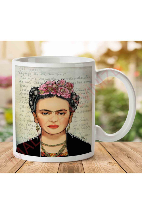Art hedi̇ye Frida Kahlo Kafka Tarz İki Tarafı Baskılı Kupa Bardak
