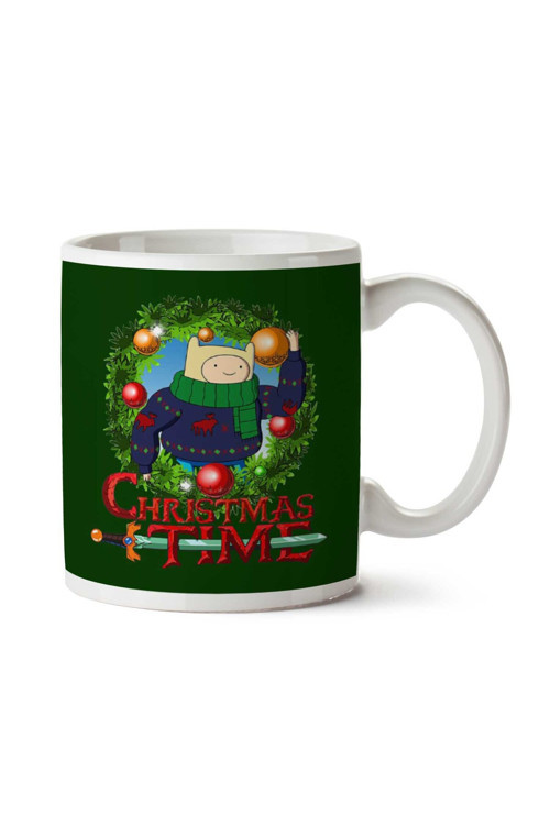 Art hedi̇ye Adventure Christmas Time Wreath Finn Cartoon Network İki Tarafı Baskılı Kupa Bardak