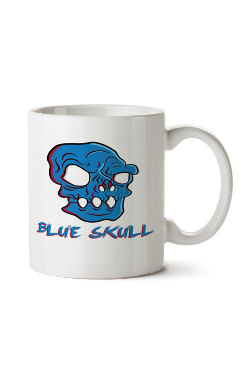 Art hedi̇ye Blue Skull - Caveira Azul.png iki Tarafı Baskılı Kupa Bardak