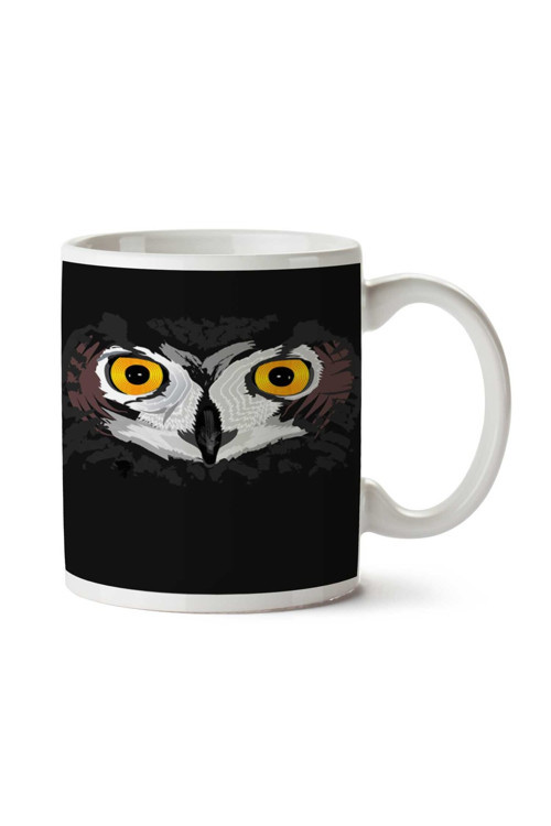 Art hedi̇ye Owl Eyes Black İki Tarafı Baskılı Kupa Bardak