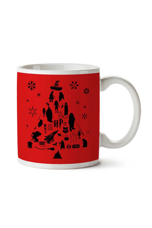 Art hedi̇ye HP Christmas Tree Silhouette Black İki Tarafı Baskılı Kupa Bardak