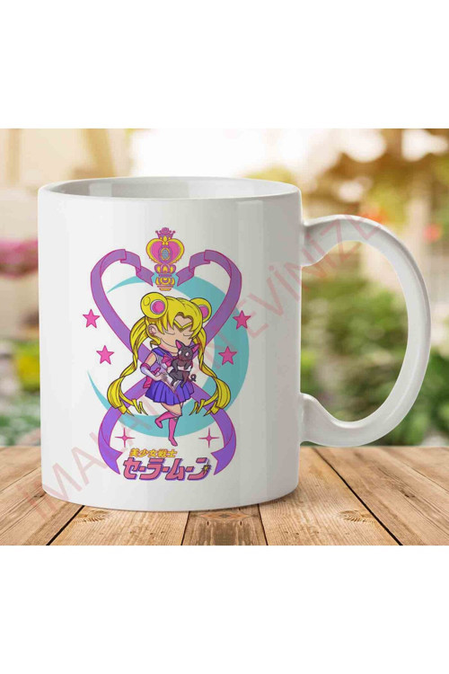 Art hedi̇ye 1-1913 Sailor Moon and Lunajpeg İki Tarafı Baskılı Kupa Bardak.jpg