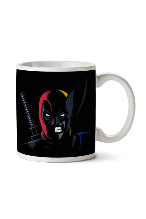 Art hedi̇ye Deadpool Karşı Wolverine İki Tarafı Baskılı Kupa Bardak