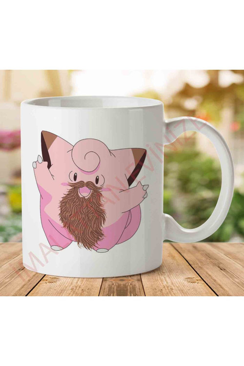 Art hedi̇ye 1-803 Beardemon Clefairy Pokemon Beardjpeg İki Tarafı Baskılı Kupa Bardak.jpg