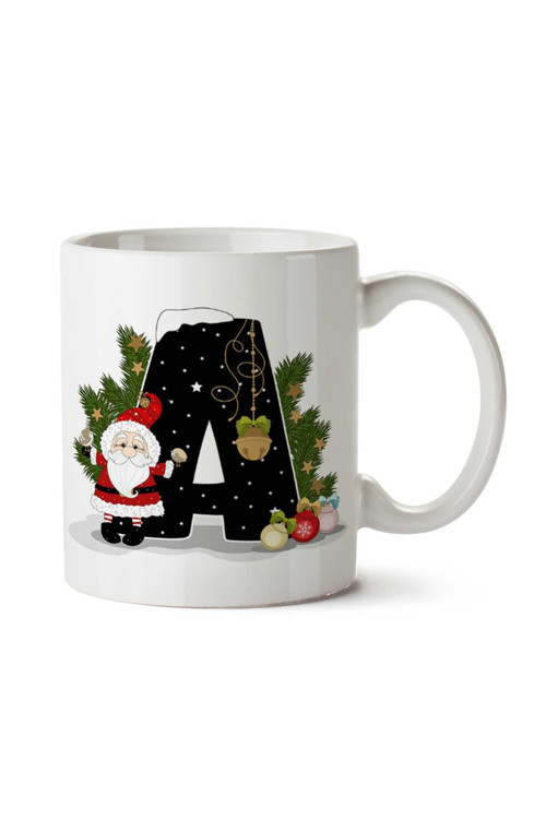 Art hedi̇ye Yeni Yıl Merry Christmas Yılbaşı'na Özel A Harfi Baskılı Kupa Bardak