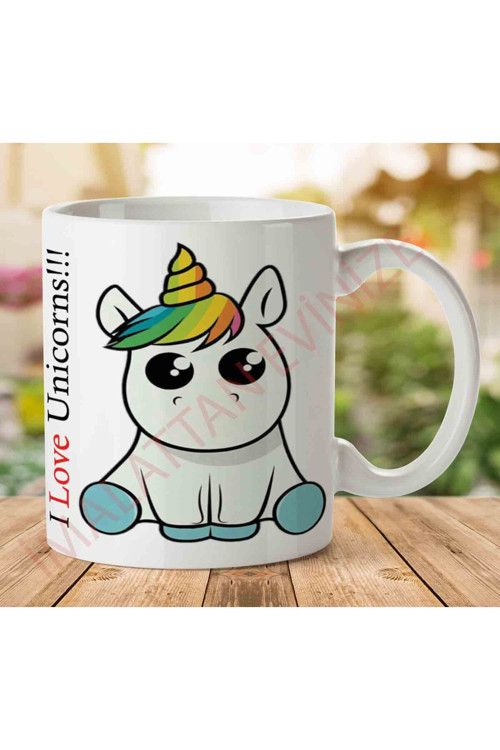 Art hedi̇ye 1-1072 I love Unicorn İki Tarafı Baskılı Kupa Bardak.jpg