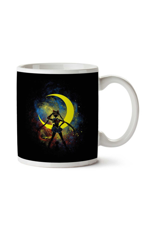 Art hedi̇ye Sailor Moon With Luna Cat Outline İki Tarafı Baskılı Kupa Bardak