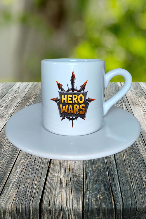 hero wars Mobil Oyun Baskılı Türk Kahvesi Fincanı Tabaklı kişiye özel model 1