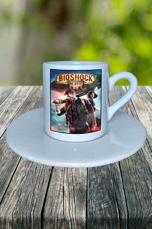 BioShock Oyun Baskılı Türk Kahvesi Fincanı Tabaklı Kişiye Özel Model 3