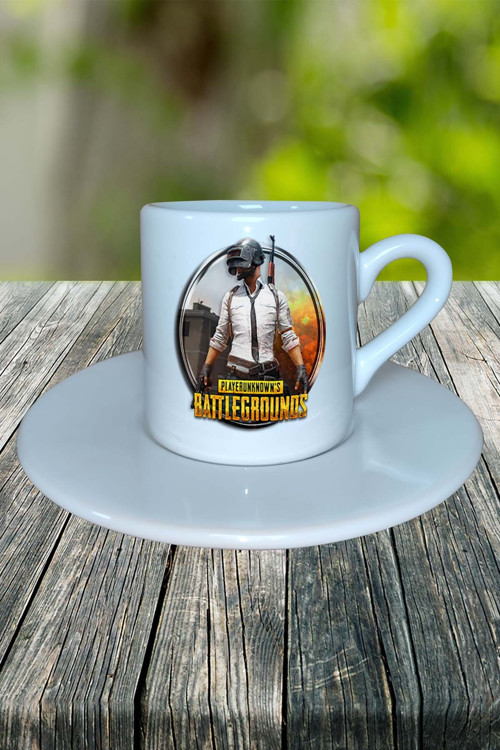 pubg Oyun Baskılı Türk Kahvesi Fincanı Tabaklı Kişiye Özel Model 3