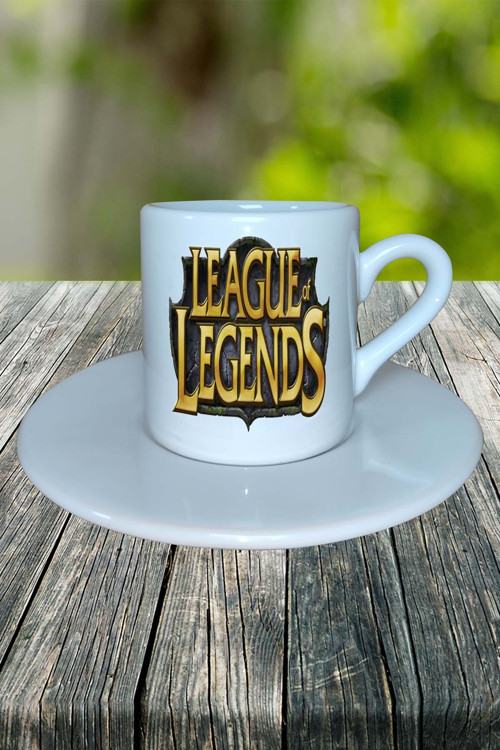 League of Legends Oyun Baskılı Türk Kahvesi Fincanı Tabaklı Kişiye Özel Model 1