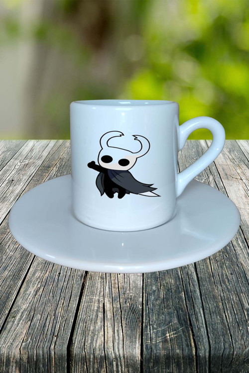 Art hedi̇ye hollow knight Oyun Baskılı Türk Kahvesi Fincanı Tabaklı Kişiye Özel Model 1